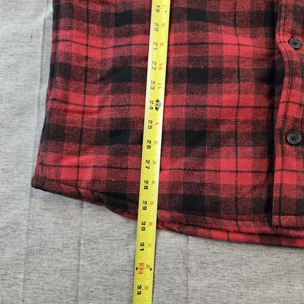 Hawke And Co. Men's Fleece Lined Shirt Jacket Black Red Plaid Hood Pockets XL - Picture 6 of 11